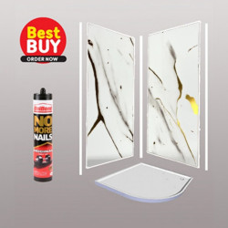 White Gold Marble Wet Wall Shower wall kit 10MM Thick 1M Wide  save 10% OFF.