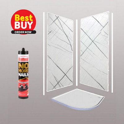Laurent White Wet Wall Shower wall kit 10MM Thick 1M Wide  save 10% OFF.