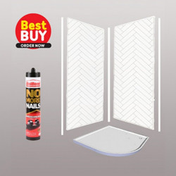 Chevron Wet Wall Shower wall kit 10MM Thick 1M Wide  save 10% OFF.