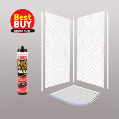 Chevron Wet Wall Shower wall kit 10MM Thick 1M Wide  save 10% OFF.