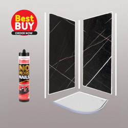 Laurent Black Wet Wall Shower wall kit 10MM Thick 1M Wide  save 10% OFF.