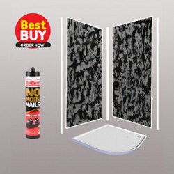 Pearlescent Black Wet Wall Shower wall kit 10MM Thick 1M Wide  save 10% OFF.