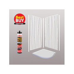 White String Wet Wall Shower wall kit 10MM Thick 1M Wide  save 10% OFF.