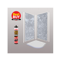 Concrete Grey Shower Wall Panels Kit 1000MM x 2.4m X 10mm 2 Sided Cubicle Fitting