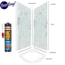White Marble Wet Wall Shower wall kit 10MM Thick 1M Wide  10 % OFF....