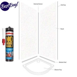 White Pearl Wet Wall Shower wall kit 10MM Thick 1M Wide  ..............................