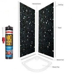 Black Sparkle wetwall shower Panels Kit 1000MM x 2.4m X 10mm 2 Sided Cubicle 14%