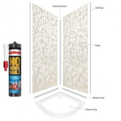 Pearlescent White Shower Wall Panel Kit to cover 2 x 1000 walls 5mm 20% off