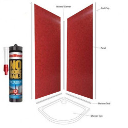 Red Pearl Shower Wall Panels Kit 1000MM x 2.4m X 10mm 2 Sided Cubicle 10% off