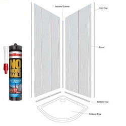 White Gloss Silver 2 Strip wetwall 250mm x 2700mm x 5mm Kit to cover 2 x 1000 walls White Gloss Silver 2 Strip wetwall 250mm x 2700mm x 5mm Kit to cover 2 x 1000 walls